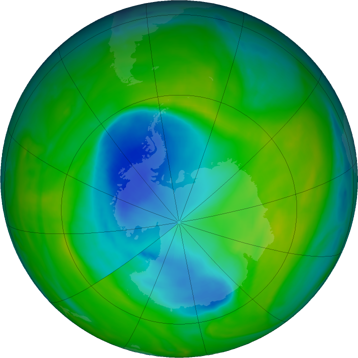 Antarctic ozone map for 26 November 2018
